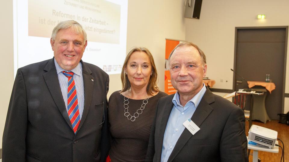 Foto: Minister Karl-Josef Laumann, Anja Weber, Vorsitzende DGB NRW, und Dr. Jürgen Grumbach, Geschäftsführer TBS NRW