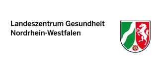 Logo mit Text "Landeszentrum Gesundheit Nordrhein-Westfalen"