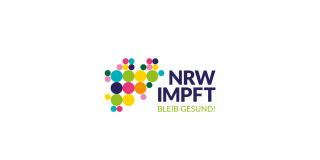 Visual mit dem Text "NRW Impft - Bleib Gesund!" und einer NRW-Karte