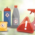 Produkte aus dem Bau- und Supermarkt mit Gefahrensymbolen